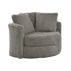 Contemporary Style 1pc Round Chair Curved Arms Gray Finish Track Arms Accents Pillows Included