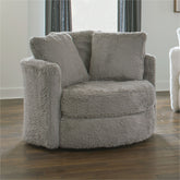 Contemporary Style 1pc Round Chair Curved Arms Gray Finish Track Arms Accents Pillows Included