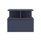 Adele Floating Nightstand, With One Drawer And Two Small Below Shelves For Storage or Decor, Navy Blue