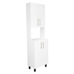 Linden 76,8" Tall Two Double Door Cabinet Kitchen Pantry with Hutch and Five Shelves, Microwave Cabinet, Storage Cabinet, Kitchen Organization, Garage Cabinet, Kitchen White