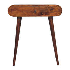 Solid Wood Mini Round Chestnut Fold Vanity, 4-compartements, Brown