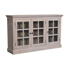 Solid Wood Stone Wash Triple Glazed Cabinet, Beige