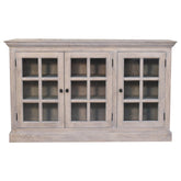 Solid Wood Stone Wash Triple Glazed Cabinet, Beige
