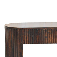 Solid Wood Velvet Mocha Fluted Console Table,Mocha