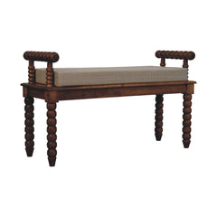 Artisan Furniture Solid Wood Amber Oak Mud Linen Bench