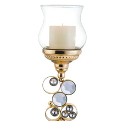 18" Tall Polyresin "Malha" Candleholder, Gold finish
