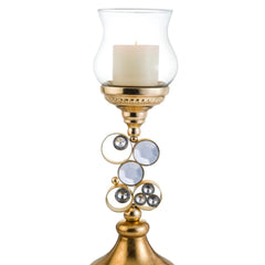 18" Tall Polyresin "Malha" Candleholder, Gold finish