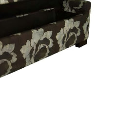 48" Long Storage Bench with Black finish and Dark Brown Floral Pattern