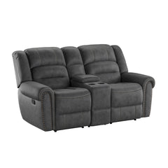 Gray Reclining Console Loveseat