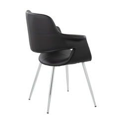 Vintage Flair Glam/Art Deco Chair in Chrome Metal and Black Faux Leather by LumiSource - Set of 2