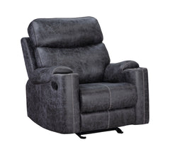 Hirah Dark Gray Microfiber Manual Recliner Chair with Cupholder Function