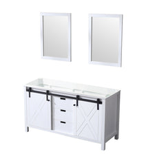 White Double Bath Vanity 60 in. W x 22 in. D, and 24 in. Mirrors