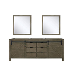 Rustic Brown Double Bath Vanity 80 in. W x 22 in. D, and 30 in. Mirrors