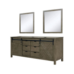 Rustic Brown Double Bath Vanity 80 in. W x 22 in. D, and 30 in. Mirrors