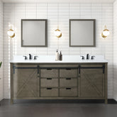 Rustic Brown Double Bath Vanity 80 in. W x 22 in. D, and 30 in. Mirrors