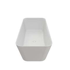 67 Inch Solid Surface Soaking Bathtub - Deep Soak Freestanding Tub