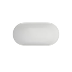 59 Inch Solid Surface Soaking Bathtub - Deep Soak Freestanding Tub With Acrylic Shelf