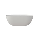 59 Inch Solid Surface Soaking Bathtub - Deep Soak Freestanding Tub With Acrylic Shelf