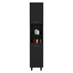 Pantry Cabinet Almada, Three Interior Shelves, Black Wengue Finish