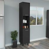 Pantry Cabinet Almada, Three Interior Shelves, Black Wengue Finish