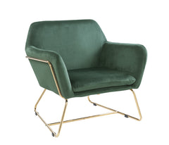 Kyra 29.5"W Green Velvet Accent Chair with Metal Base
