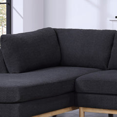 Helena Black Sherpa 124"W Double Chaise U-Shape Sectional Sofa