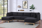 Helena Black Sherpa 124"W Double Chaise U-Shape Sectional Sofa