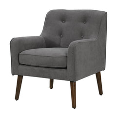 Ruggiero 25"W Mid Century Modern Gray Woven Fabric Tufted Armchair