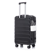 28 Inch ABS Hard Shell Large Travel Checked Luggage - Scratch Resistant Surface Four Multi-Directional Wheels, With Combination Lock and Side Hooks .(Black)