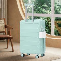 28 Inch ABS Hard Shell Large Travel Checked Luggage - Scratch Resistant Surface Four Multi-Directional Wheels, With Combination Lock and Side Hooks .(Mint Green)