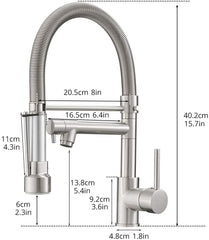 Commercial Style Kitchen Faucet with Pull Down Sprayer, Brushed Nickel Commercial Kitchen Faucet, Spring Kitchen Faucet, Kitchen Sink Faucet