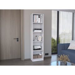 Home Xs Bookcase with 5-Tier Shelves and Slim Design -White -Office