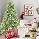 5FT Blue-Green Tint Pre-Lit Christmas Tree with 300 Warm White LED Lights – 592 PE+PVC Tips, Hinged Branches for Easy Setup, Sturdy Metal Stand, Unique Holiday Decoration
