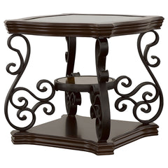 Bianca Merlot 2-Shelf Glass Top End Table