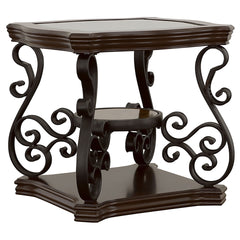 Bianca Merlot 2-Shelf Glass Top End Table