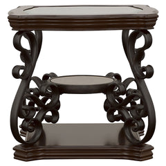 Bianca Merlot 2-Shelf Glass Top End Table