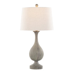 Cipolla Poly 29" Farmhouse Polyresin Table Lamp in Acid Dusty Wood Poly, Antique Soft Brass and Natural Linen Shade from Grandview Gallery by LumiSource - Set of 2
