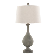 Cipolla Poly 29" Farmhouse Polyresin Table Lamp in Acid Dusty Wood Poly, Antique Soft Brass and Natural Linen Shade from Grandview Gallery by LumiSource - Set of 2