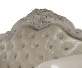Dresden Synthetic Leather & Bone White Finish Chair W/2 Pillows