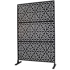 Outdoor & Indoor Privacy Screen Metal Privacy Screen 76" H×48" W, Freestanding Decorative Privacy Screen for Deck Balcony Patio, Privacy Fence Panels for Outside Lawn Garden PS115 BLACK