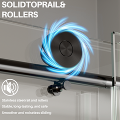 Door 50-54 in W x 75 in H Frameless Shower , Sliding Shower Door with 5/16"(8mm) Clear Tempered Glass Shower Door, Easy to Clean Bathroom, Silent Soft-Close Design, Easy to Install,Matte Black