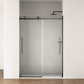 Door 50-54 in W x 75 in H Frameless Shower , Sliding Shower Door with 5/16"(8mm) Clear Tempered Glass Shower Door, Easy to Clean Bathroom, Silent Soft-Close Design, Easy to Install,Matte Black