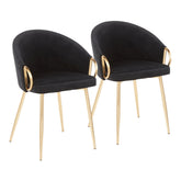 Claire Contemporary/Glam Chair in Gold Metal and Black Velvet by LumiSource - Set of 2