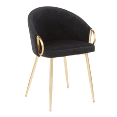Claire Contemporary/Glam Chair in Gold Metal and Black Velvet by LumiSource - Set of 2
