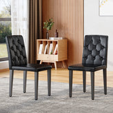 2-pack black PU dining chairs: ergonomic buckle backrest, 35 inches high, black metal legs,Combines Comfort and Texture.Perfectly suitable for family dining rooms, hotel banquet halls,etc.
