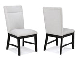 2pc Light Gray Upholstered Chairs Soft Neutral Tone Dark Finish Legs Wooden Dining Room Furniture