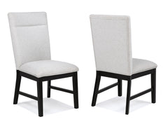 2pc Light Gray Upholstered Chairs Soft Neutral Tone Dark Finish Legs Wooden Dining Room Furniture