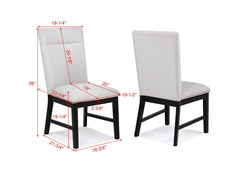 2pc Light Gray Upholstered Chairs Soft Neutral Tone Dark Finish Legs Wooden Dining Room Furniture