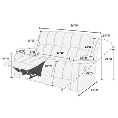 Modern 2pc Living Room Set 1x Loveseat 1x Recliner Suede Padded Cushion Back Pillow Arms Metal Reclining Chocolate Finish Primary Living Room Furniture