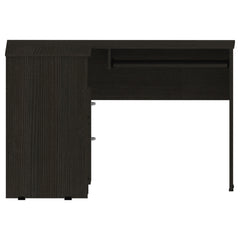 Mix L-Shaped Desk, Keyboard Tray, Two Drawers, Single Open Shelf -Black